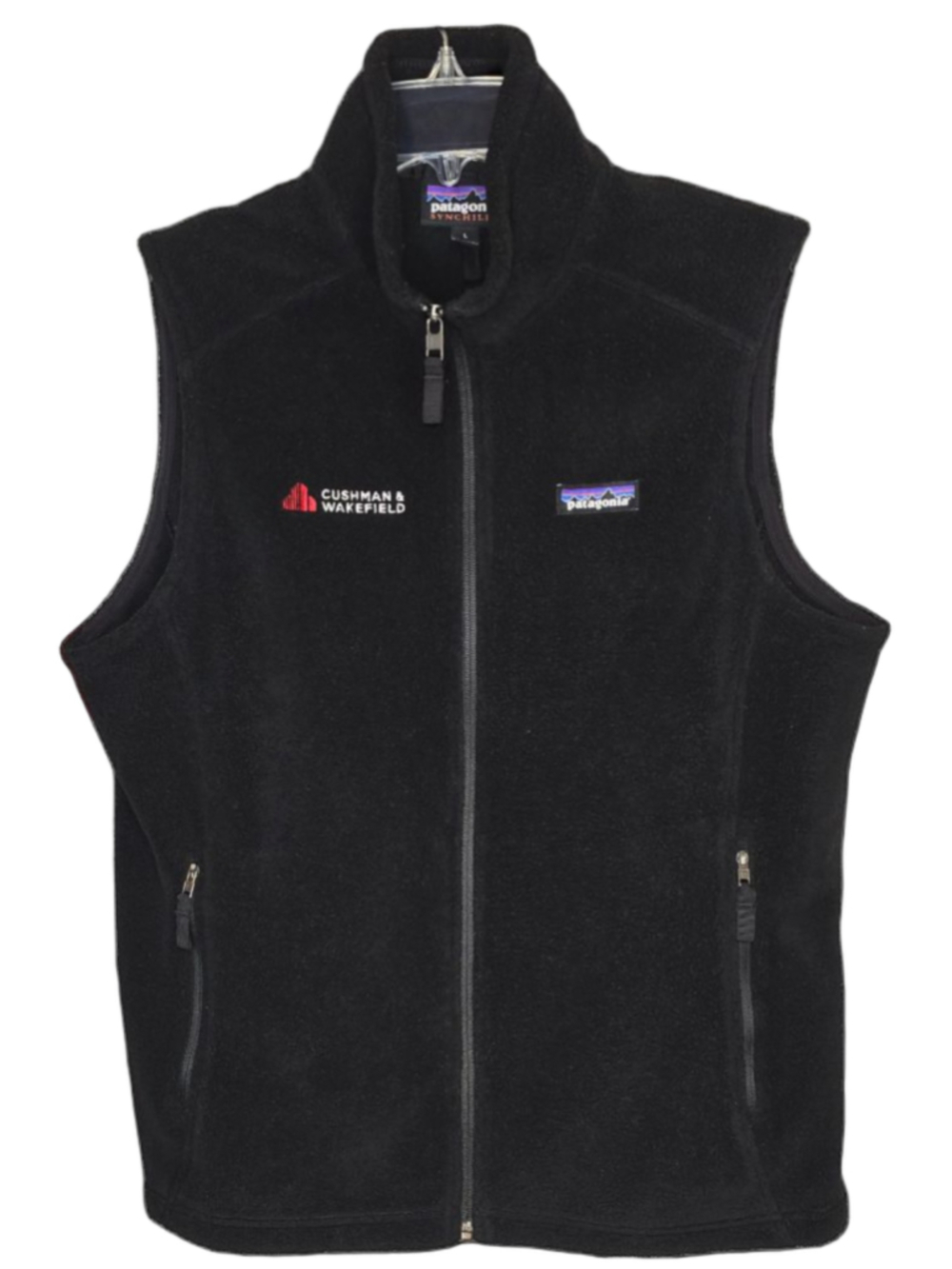 Patagonia Synchilla Vest Mens Large Black Fleece Full Zip Hiking Gorp - Picture 1 of 7